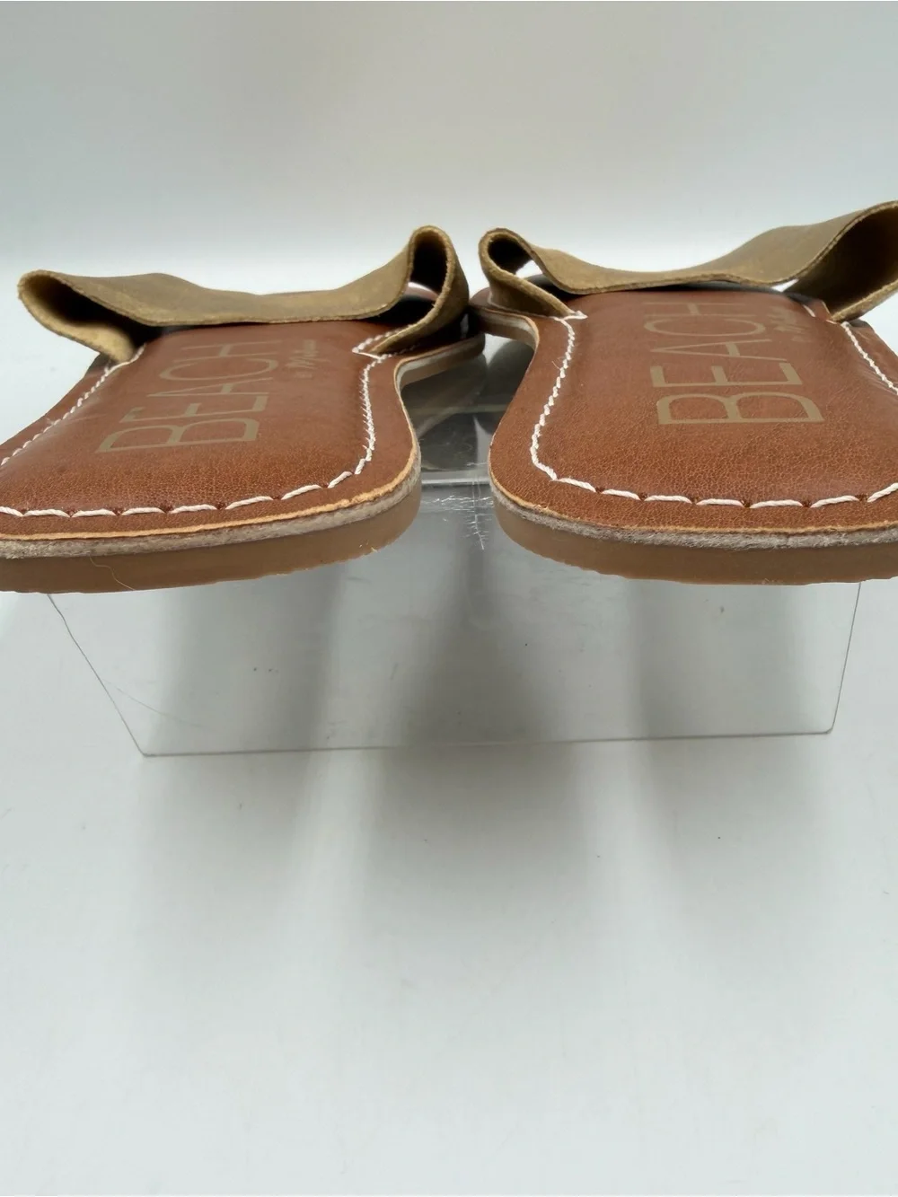 Beach by Matisse Bali Flat Sandal Slide Gold Leather Wide Strap Womens 6M